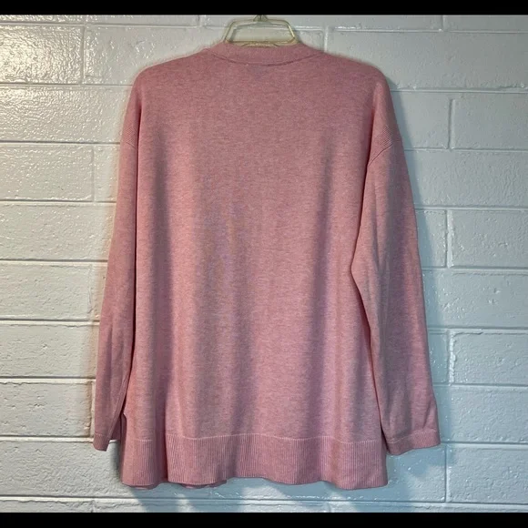 TALBOTS lightweight pink button front cotton / rayon cardigan, size L EUC - Picture 2 of 8